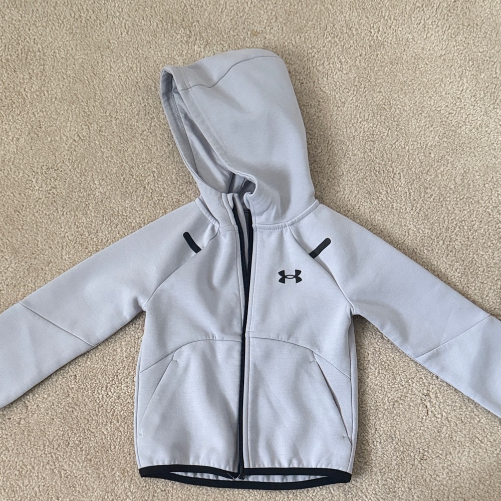 Under Armour Light Gray Kids Full-Zip Hooded Sweatshirt